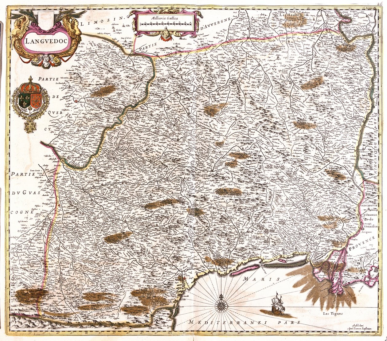 Mappa del Languedoc, Francia da Frederick de Wit