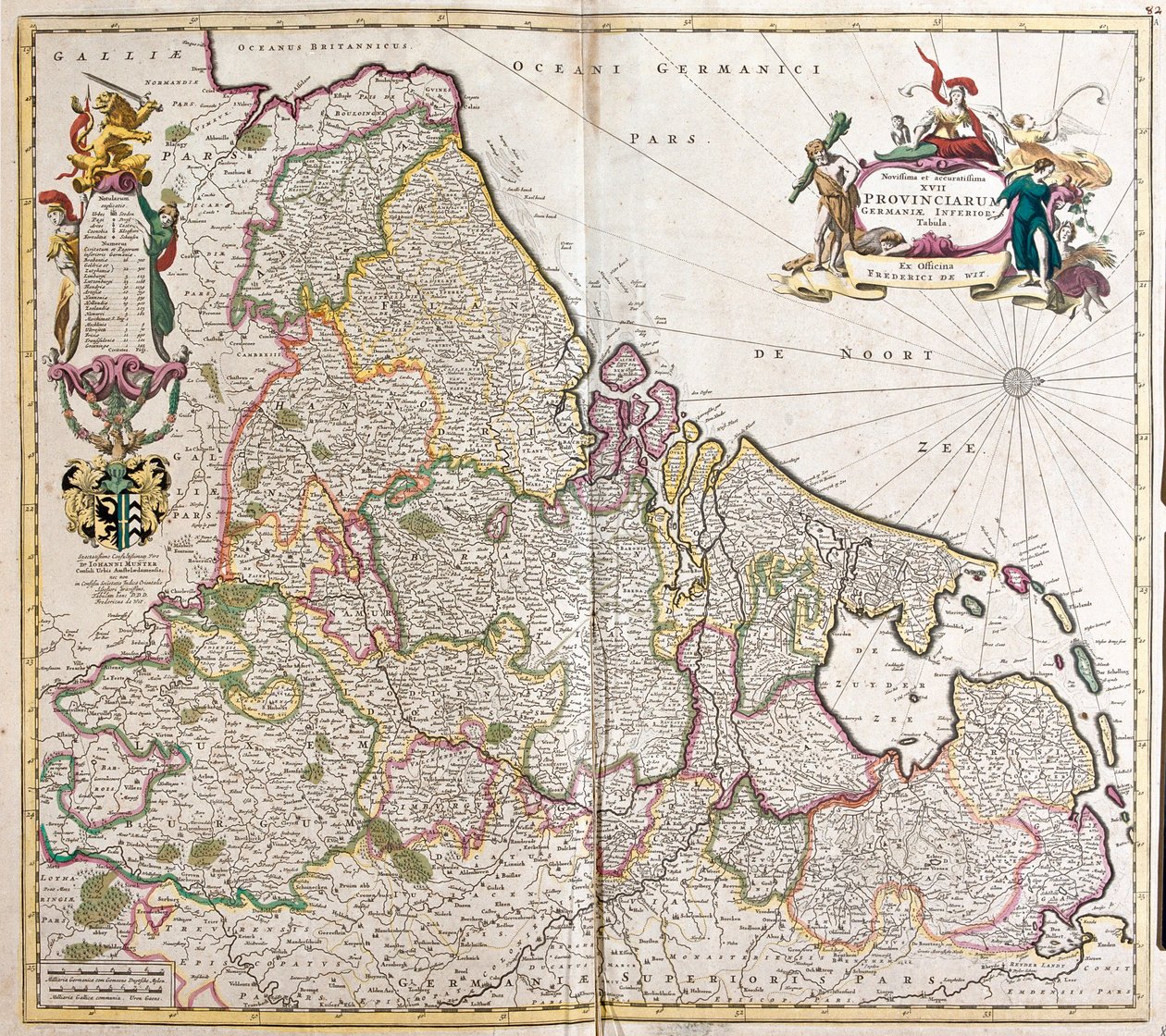 Mappa della Bassa Germania (Germania) da Frederick de Wit