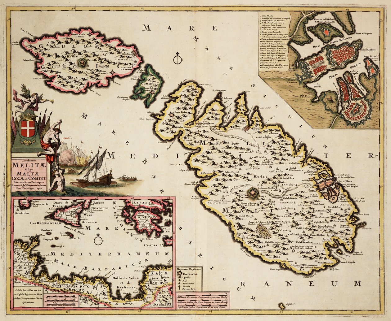 Mappa di Malta, Gozo e Comino da Frederick de Wit