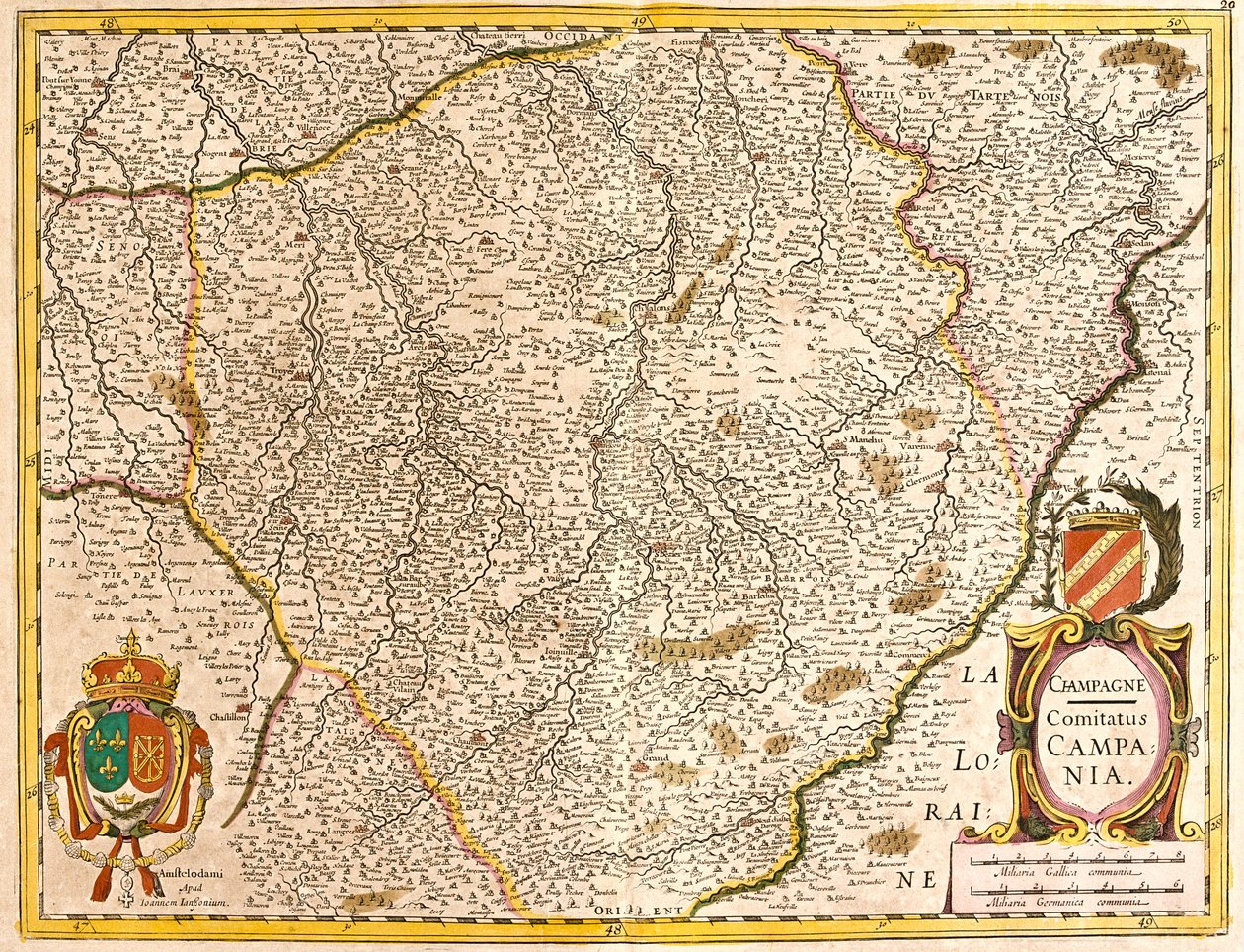 Mappa della Contea di Champagne (Francia) da Frederick de Wit