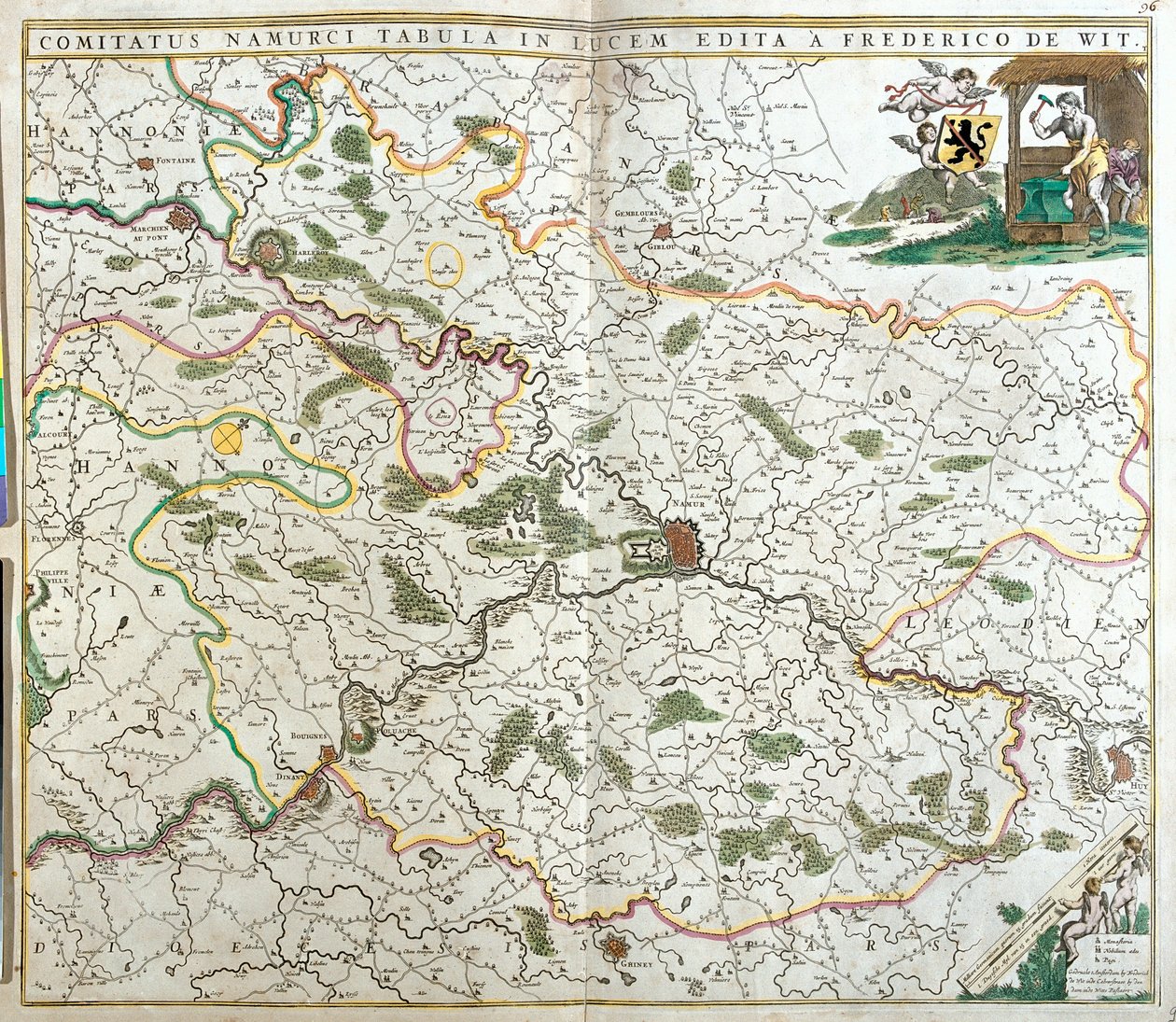 Mappa della Contea di Namur (Belgio) da Frederick de Wit