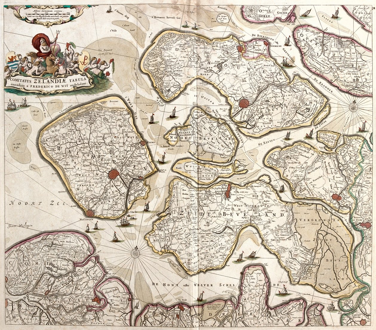Mappa della Contea di Zelanda (Paesi Bassi) da Frederick de Wit