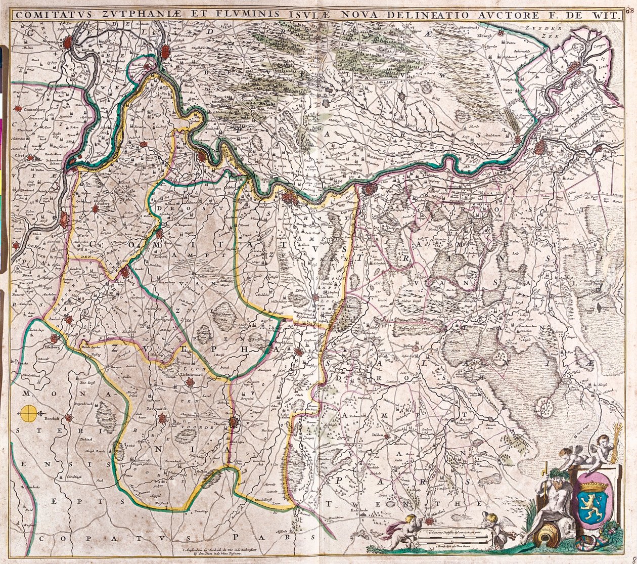 Mappa della Contea di Zutphen (Germania) da Frederick de Wit