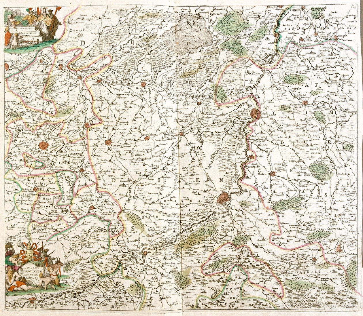 Mappa della Diocesi di Liegi (Belgio) da Frederick de Wit
