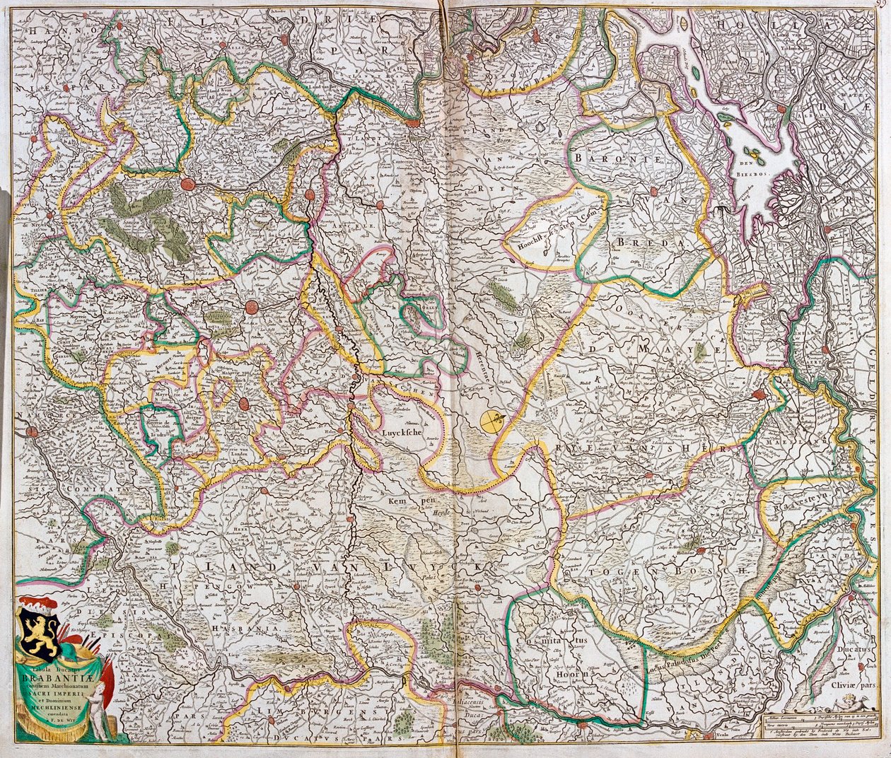 Mappa del Ducato di Brabante (Belgio, Paesi Bassi) da Frederick de Wit