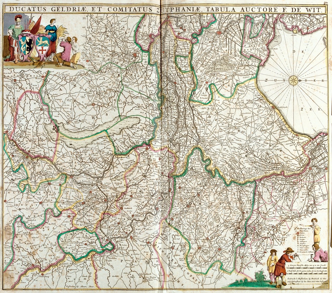 Mappa del Ducato di Gheldria e della Contea di Zutphen (Germania) da Frederick de Wit