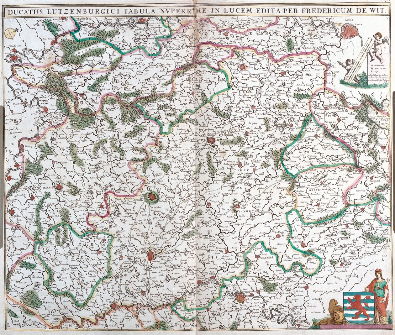 Mappa del Ducato di Lussemburgo da Frederick de Wit