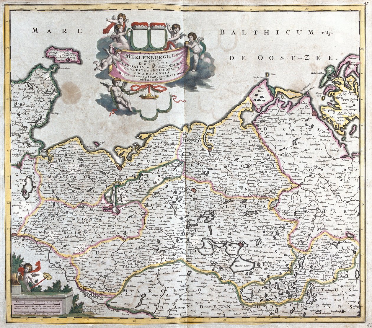 Mappa del Ducato di Meclemburgo Schwerin (Germania) da Frederick de Wit
