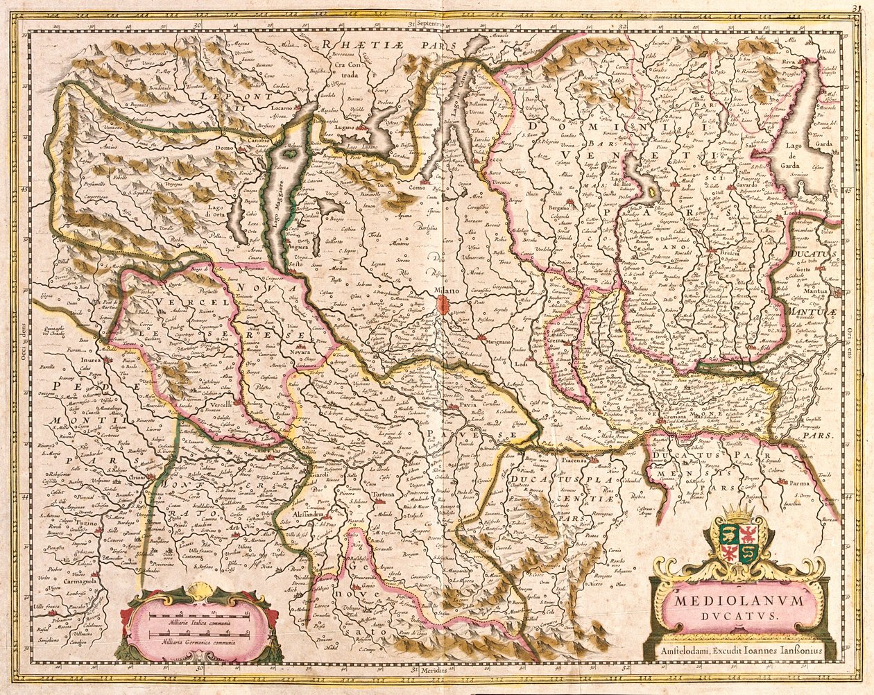 Mappa del Ducato di Milano, Italia da Frederick de Wit