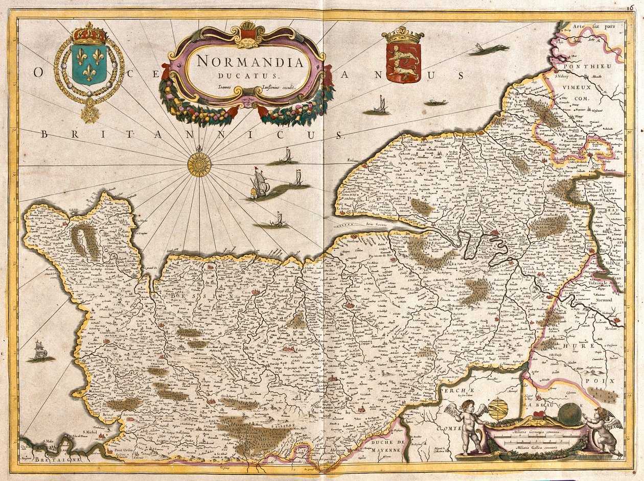 Mappa del Ducato di Normandia, Francia da Frederick de Wit