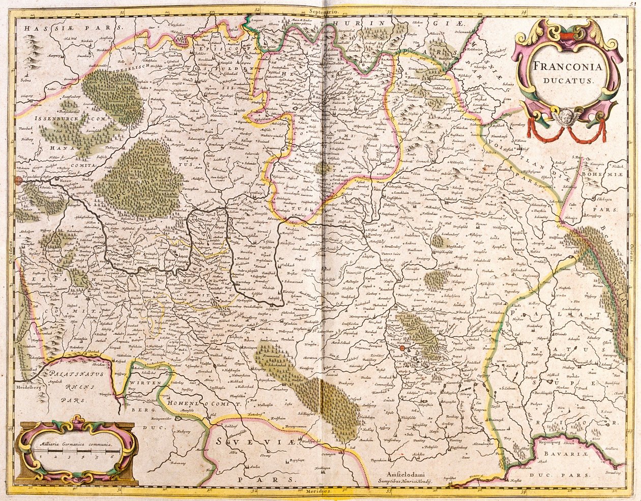 Mappa del Ducato di Franconia (Germania) da Frederick de Wit