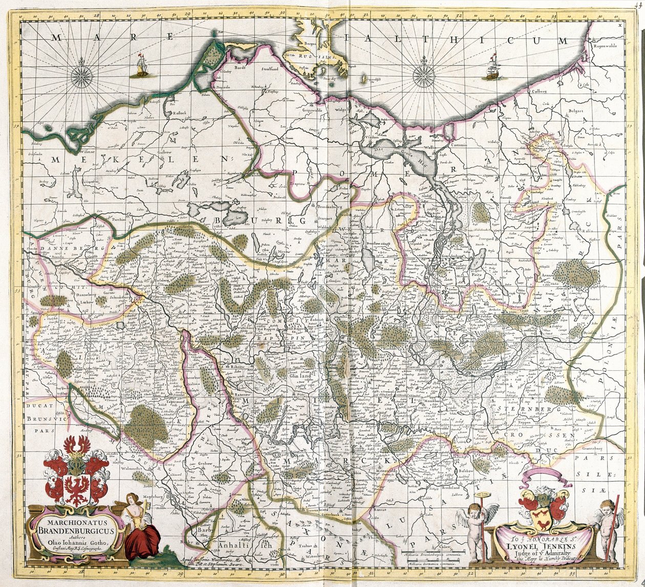 Mappa del Margraviato di Brandeburgo (Germania) da Frederick de Wit