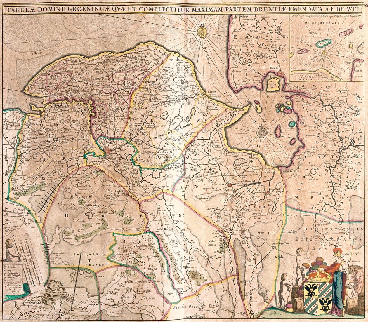 Mappa della Provincia di Groningen, Paesi Bassi da Frederick de Wit