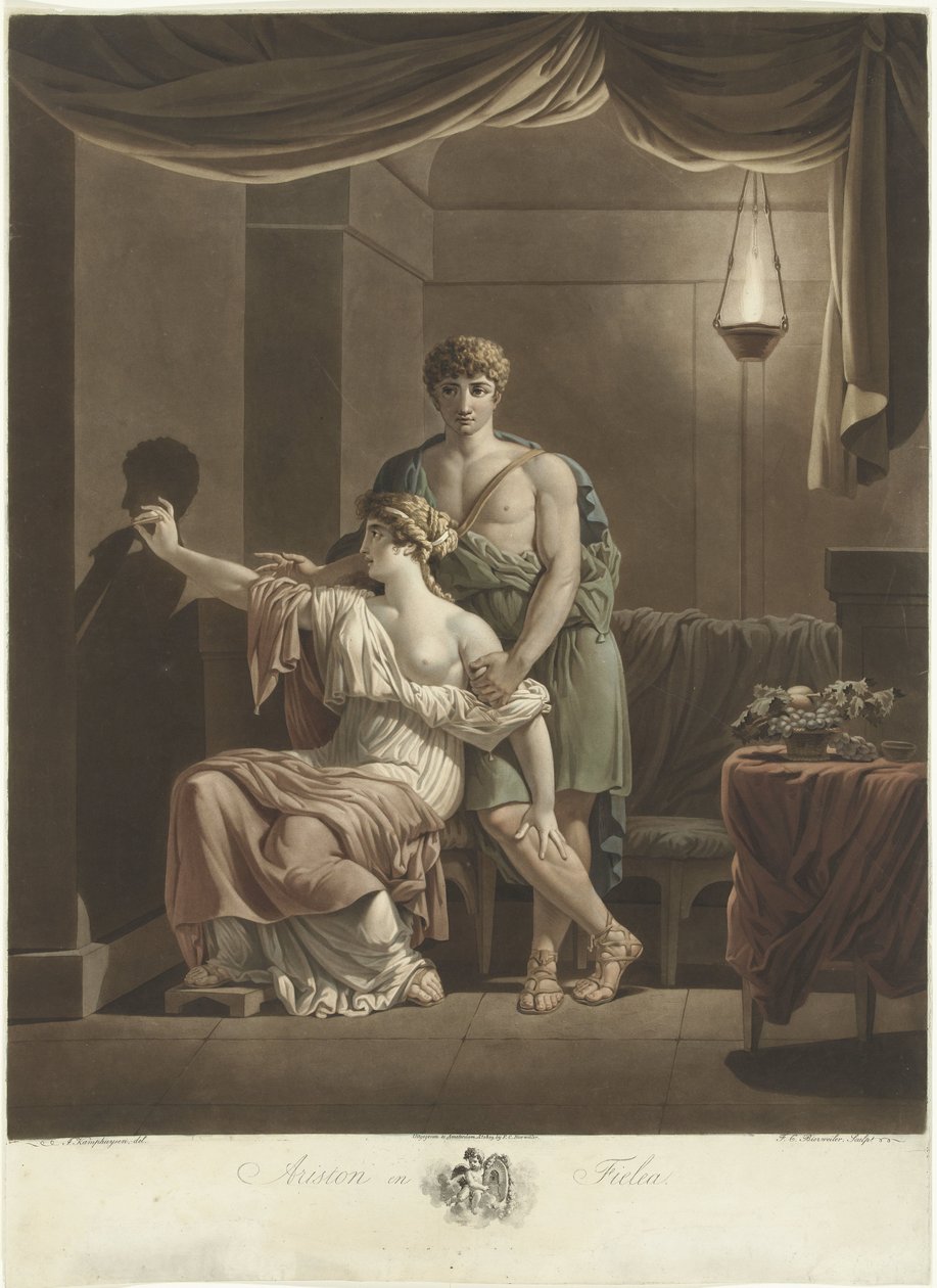 Philea disegna il ritratto del suo amato Ariston usando l
