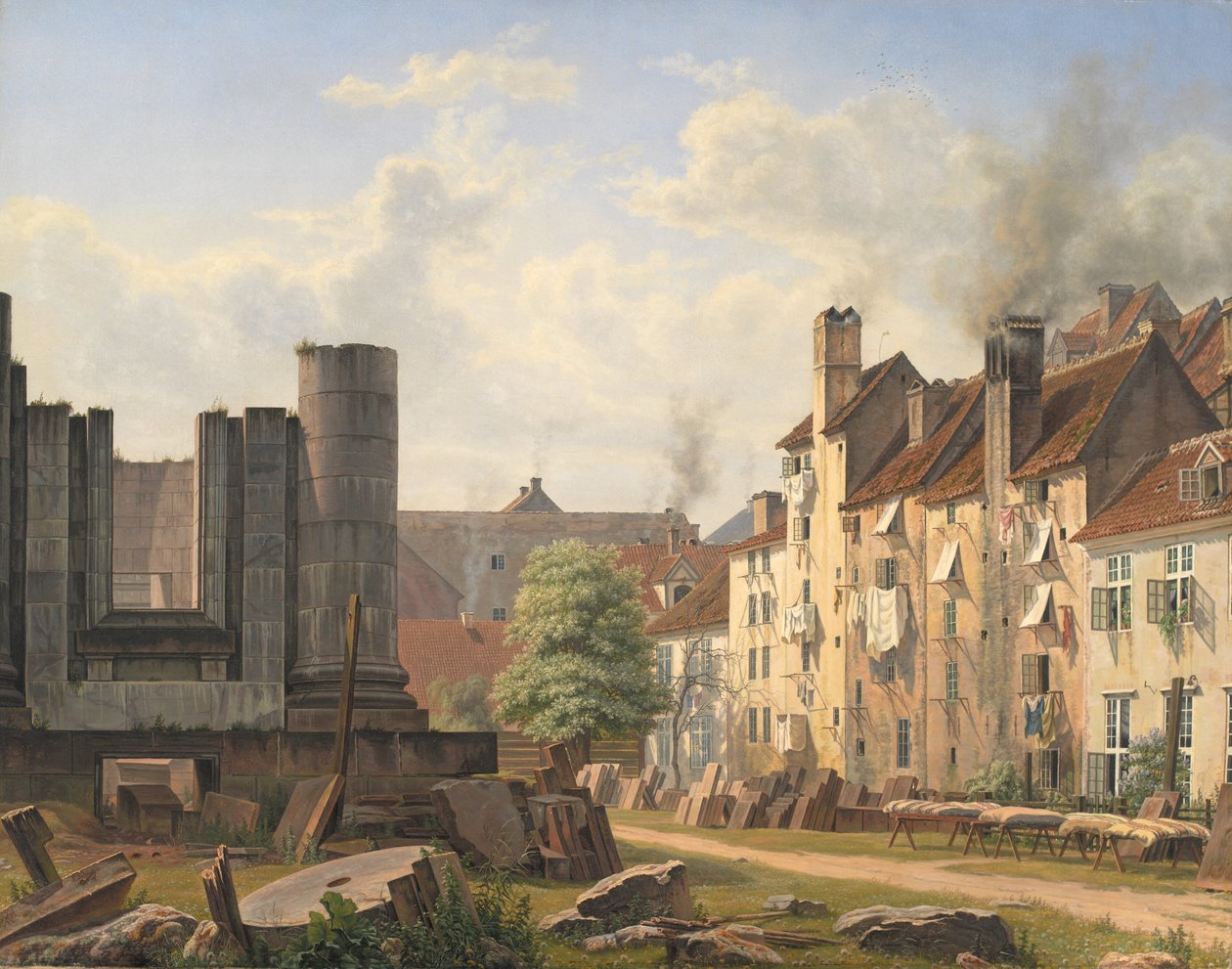 Vista della Piazza del Marmo con le rovine della Chiesa incompiuta di Federico da Frederik Hansen Sodring