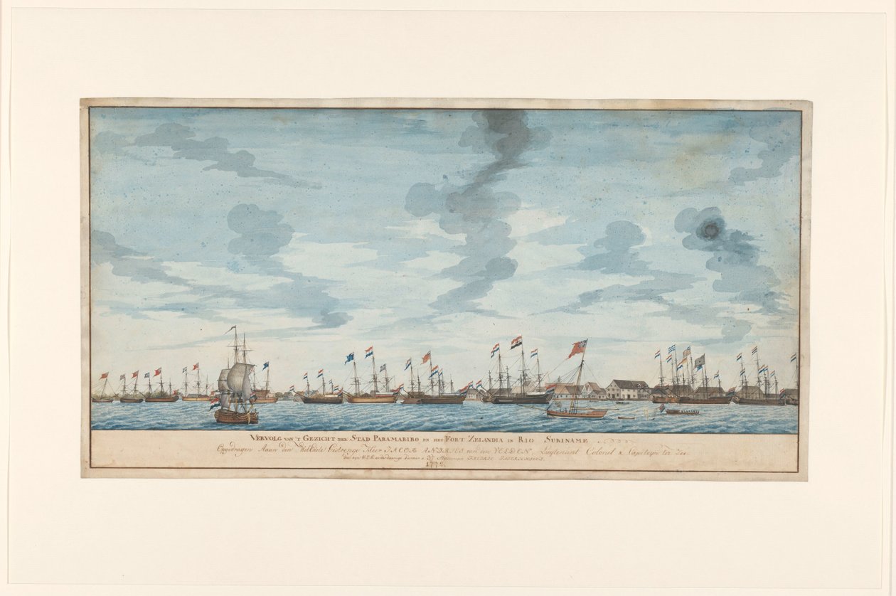 Veduta della città di Paramaribo da Frederik Jägerschiöld (signed by artist)