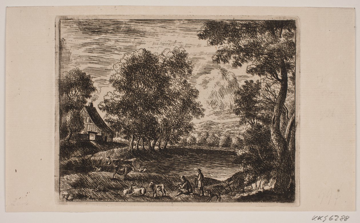 Paesaggio. In primo piano capre e pastori da Frederik Laub