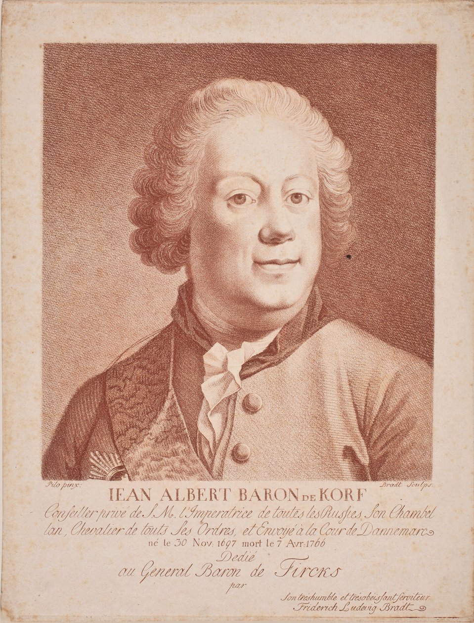 Ritratto del Barone Johann Albrecht von Korff 1697-1766, metà del XVIII sec. da Frederik Ludvig  Bradt
