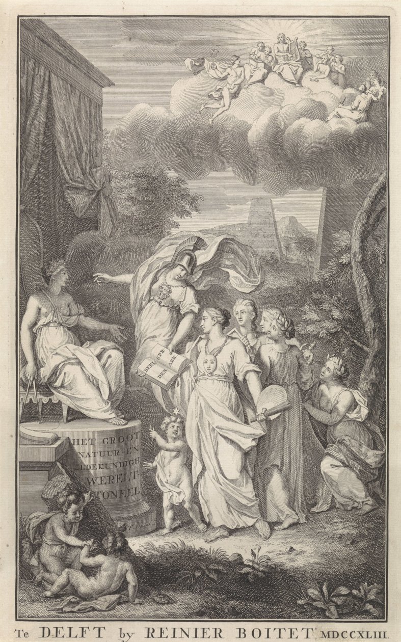 Minerva e le Arti davanti a una figura in trono da Frederik Ottens