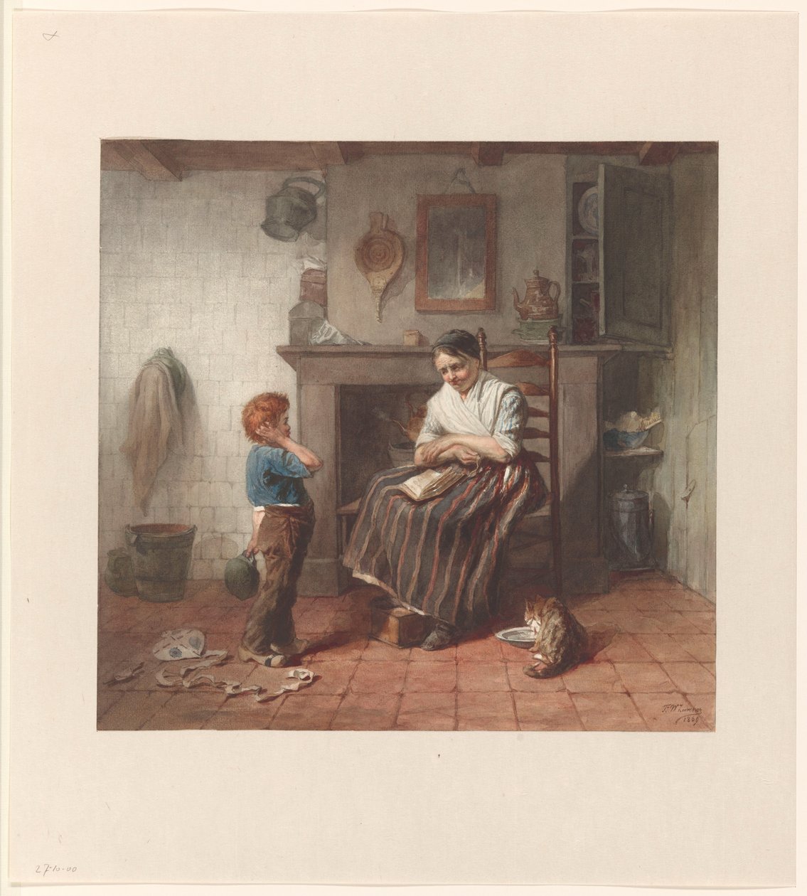 Interno con un bambino, un aquilone e una donna da Frederik Willem Zürcher