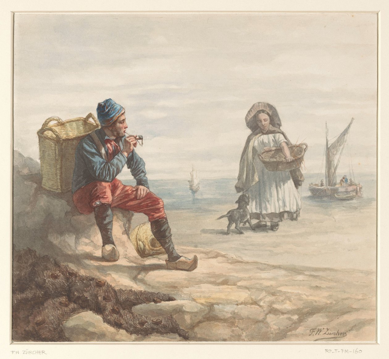 Pescatori sulla spiaggia da Frederik Willem Zürcher