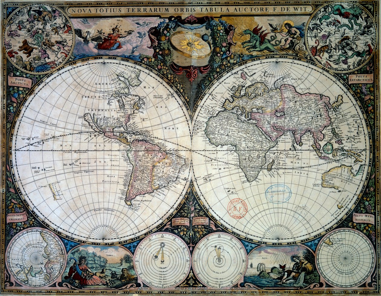 Planisfero di Frederic de Witt (XVII secolo) da Frederik de (after) Wit
