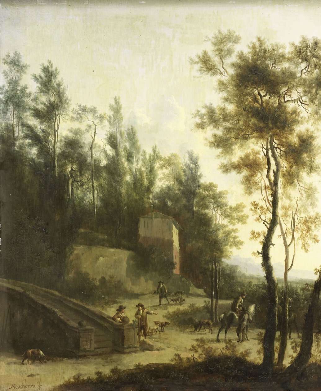 Paesaggio italiano con cacciatori da Frederik de Moucheron