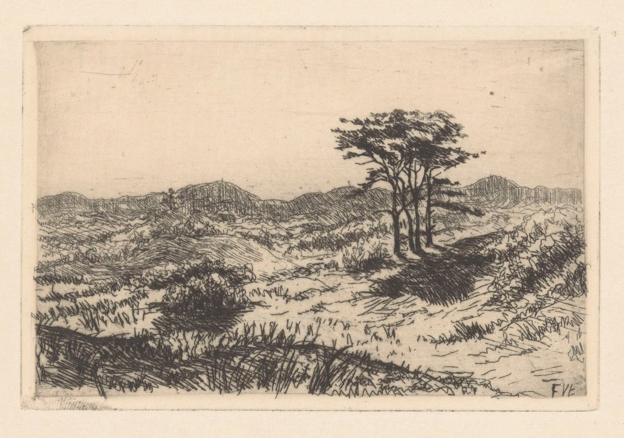 Paesaggio collinare con tre pini da Frederik van Eeden
