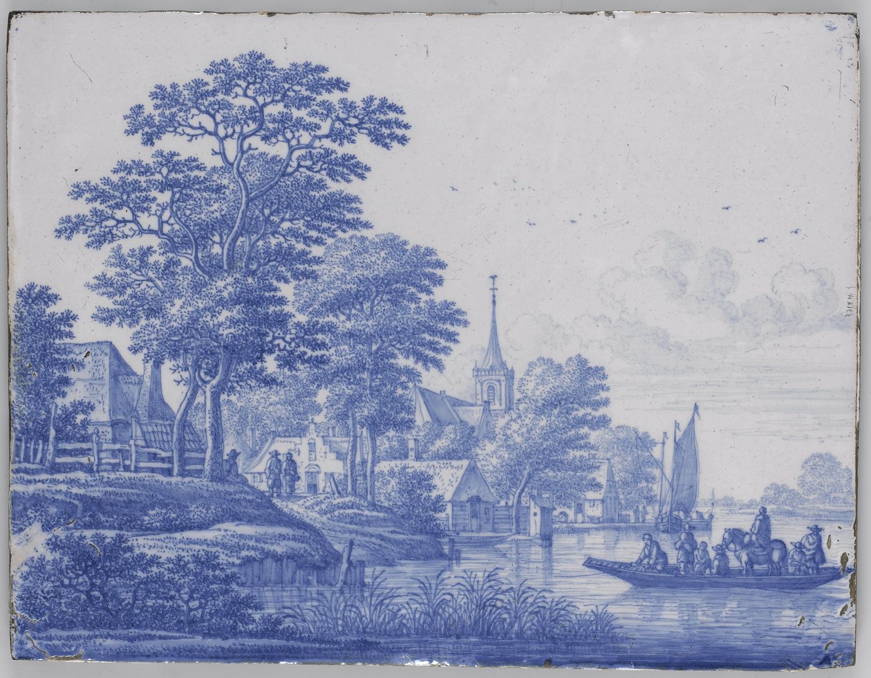 Placca rettangolare con paesaggio fluviale da Frederik van Frytom (attributed to)