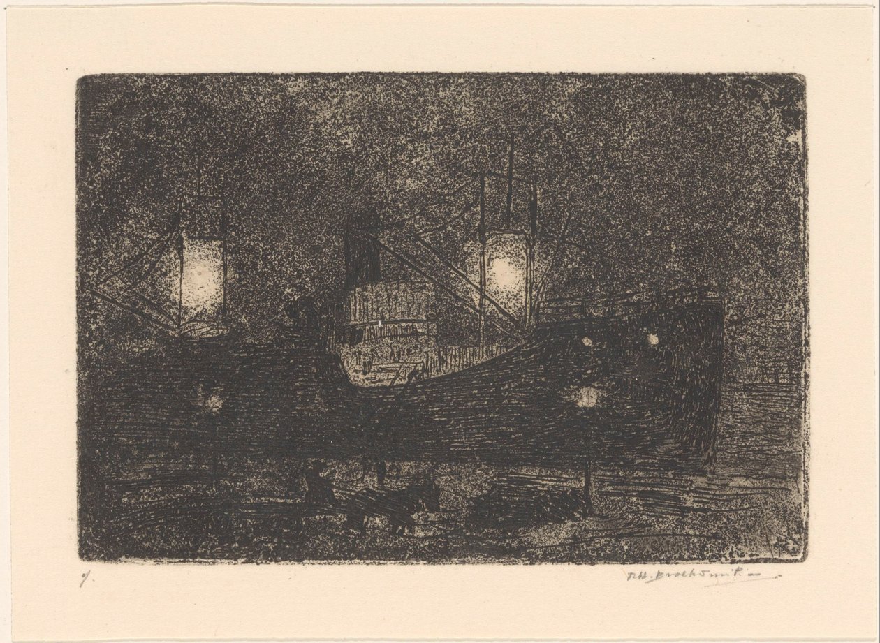 Barca al molo di sera da Frederika Henriëtte Broeksmit (signed by artist)