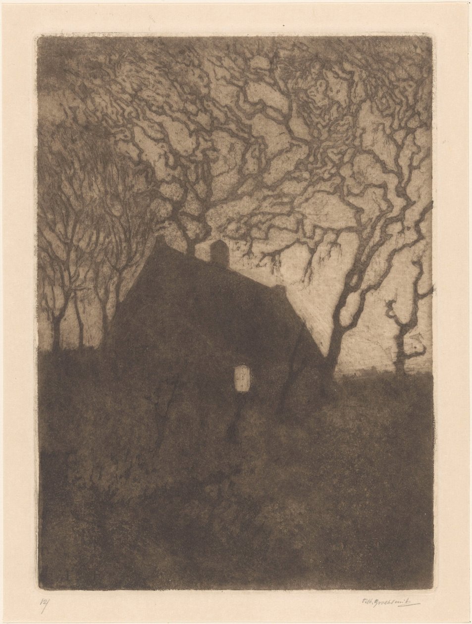 Casa di sera da Frederika Henriëtte Broeksmit (signed by artist)