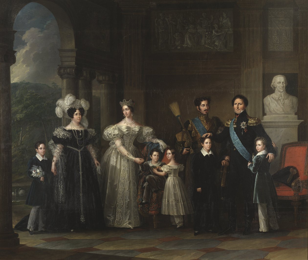 Famiglia Bernadotte: Oscar I, Désirée Clary, Giuseppina di Leuchtenberg, Carlo XV, Oscar II, Carlo XIV Giovanni, il principe Gustavo e il principe da Fredric Westin