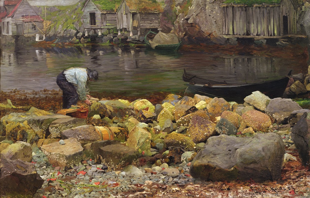 Vicino alla capanna del pescatore da Fredrik Kolstoe