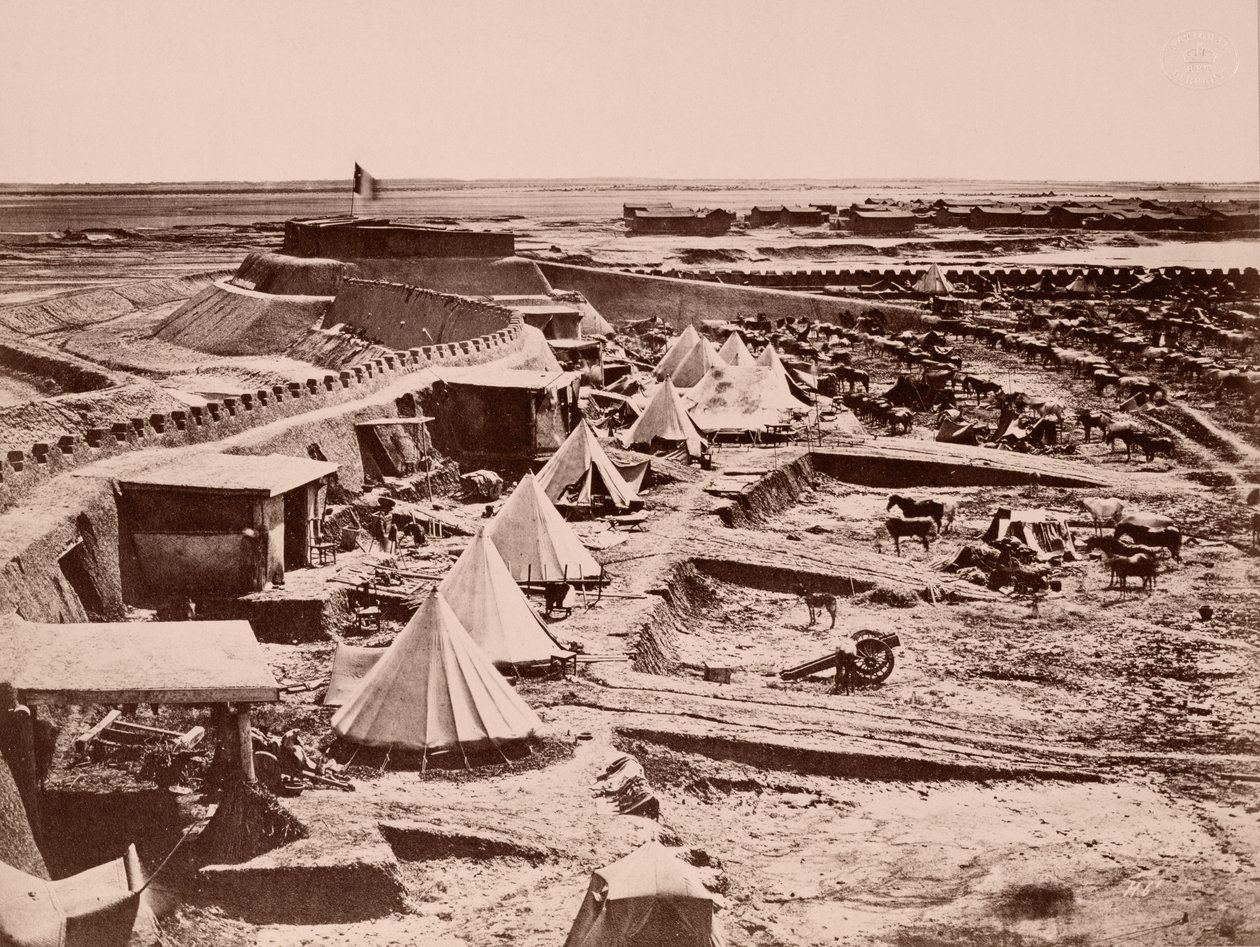 Un accampamento di cavalli francesi durante la guerra in Cina del 1860 da French Photographer