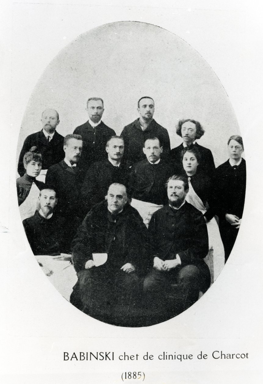 Charcot con il suo chef de clinique, Babinski e un gruppo di tirocinanti e medici all