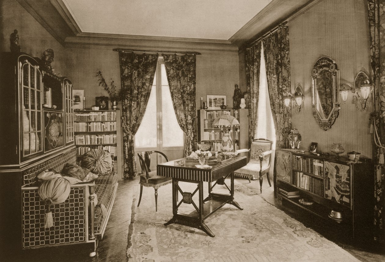 Salotto progettato da P. Lahalle e G. Levard, Tavola 21 da Ensembles Choisis, pubblicato 1930 da French Photographer