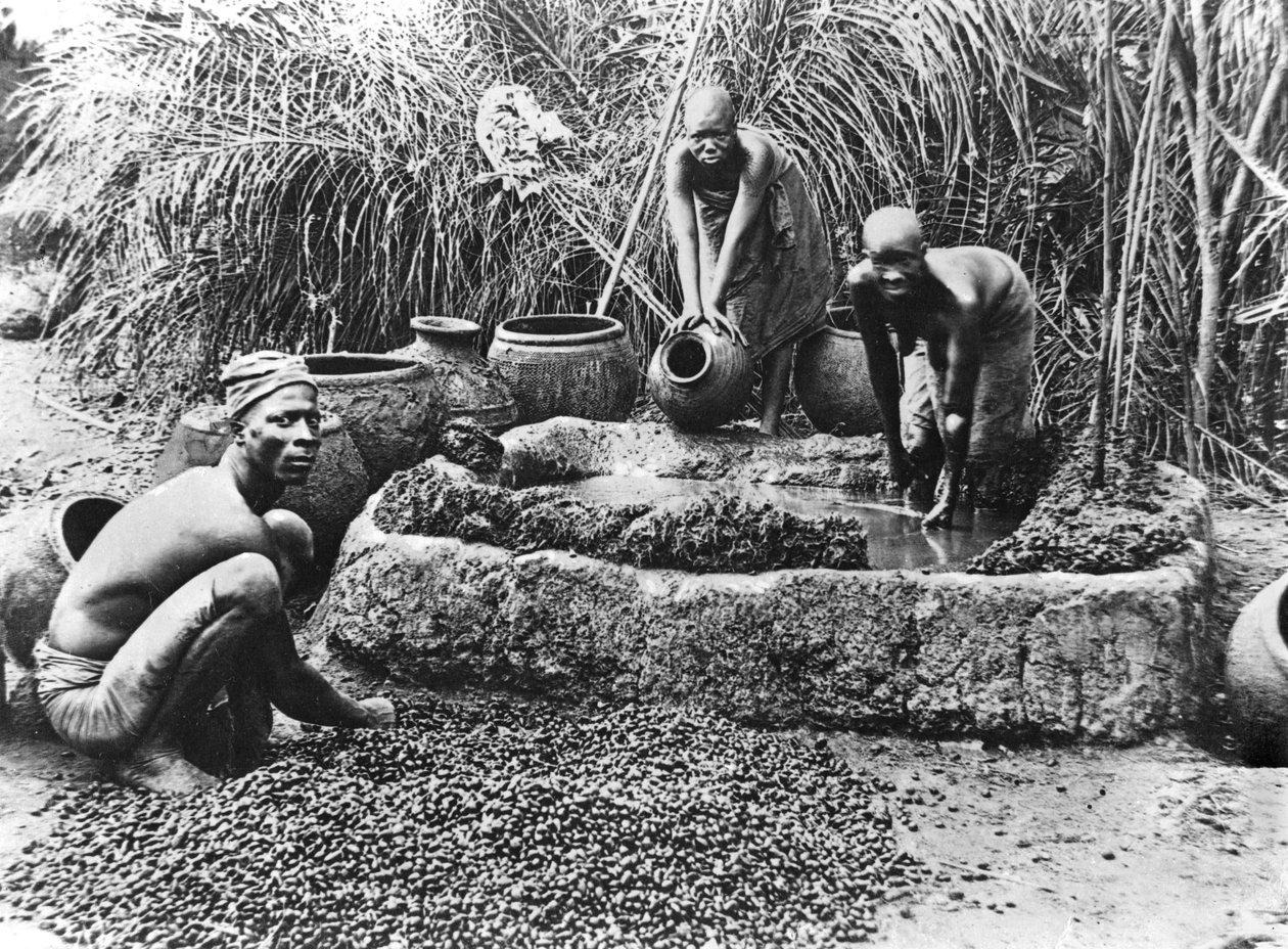 Produzione di olio di palma a Dahomey, c.1900 da French Photographer