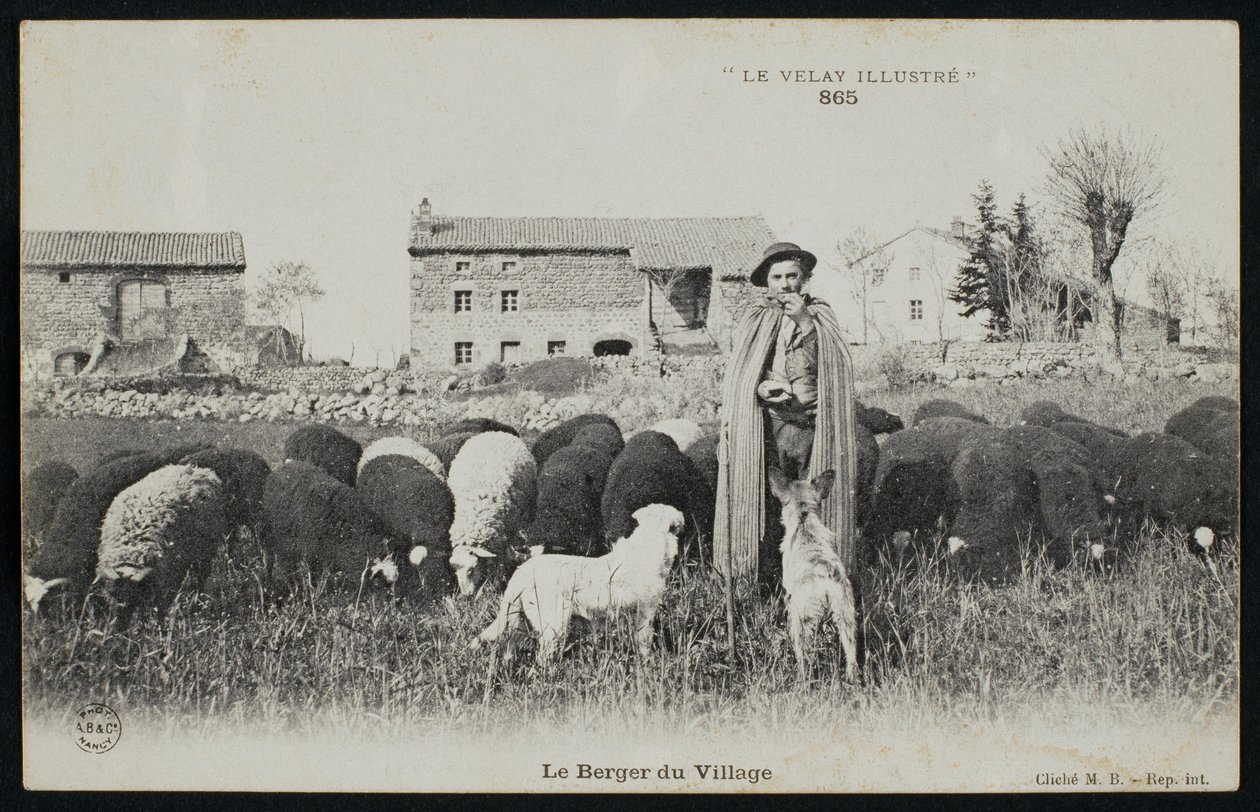 Cartolina raffigurante un pastore in un villaggio, c.1900 da French Photographer