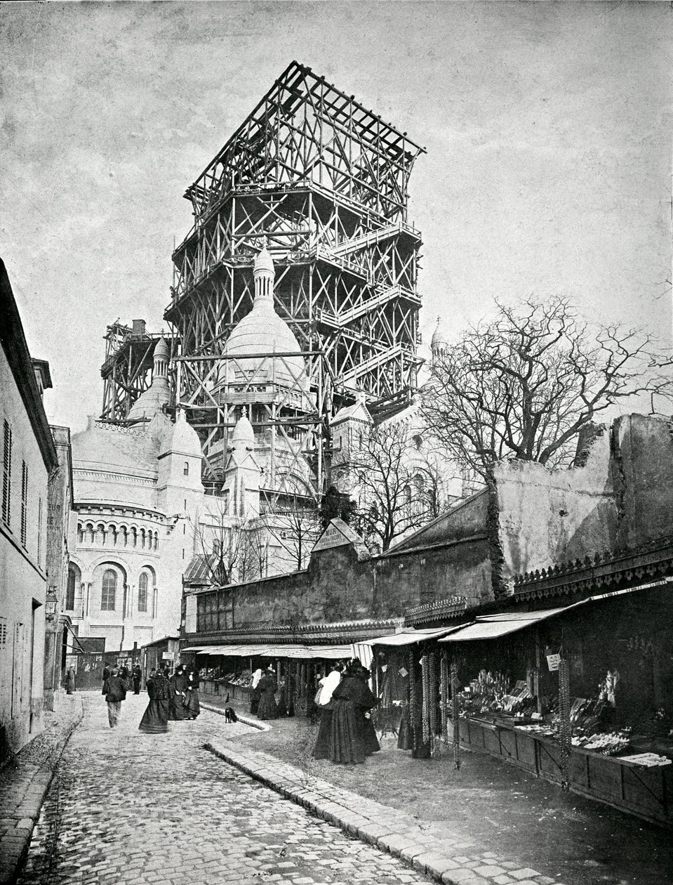 La costruzione del Sacre Coeur a Montmartre, c.1885-90 da French Photographer