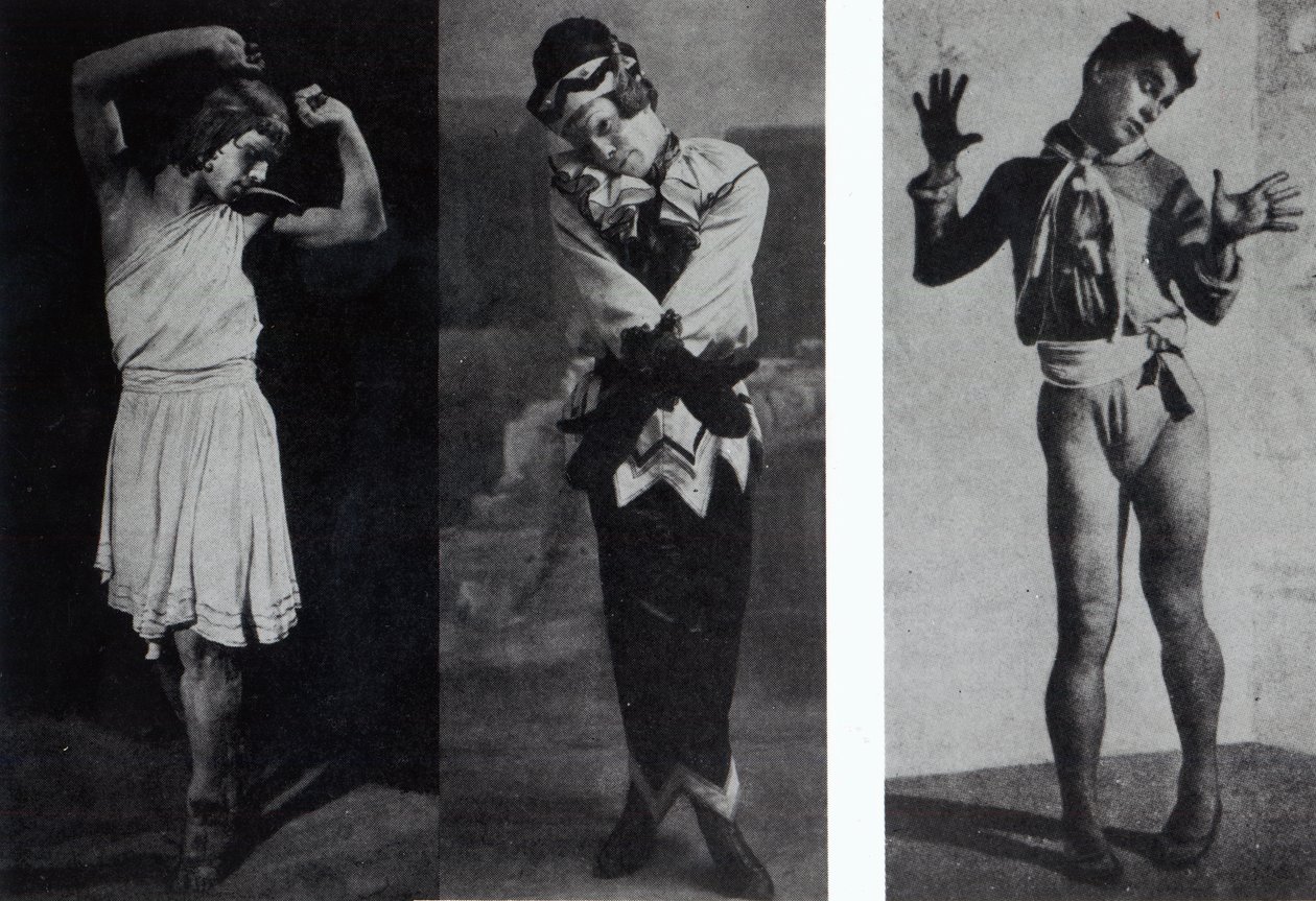 Vaslav Nijinsky nel ruolo di Narciso, Petrouchka e Till Eulenspiegl, c.1911-16 da French Photographer