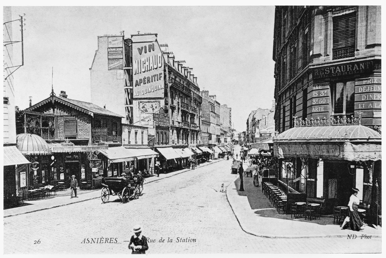 Vista di Asnieres, Rue de la Station, c.1900 da French Photographer
