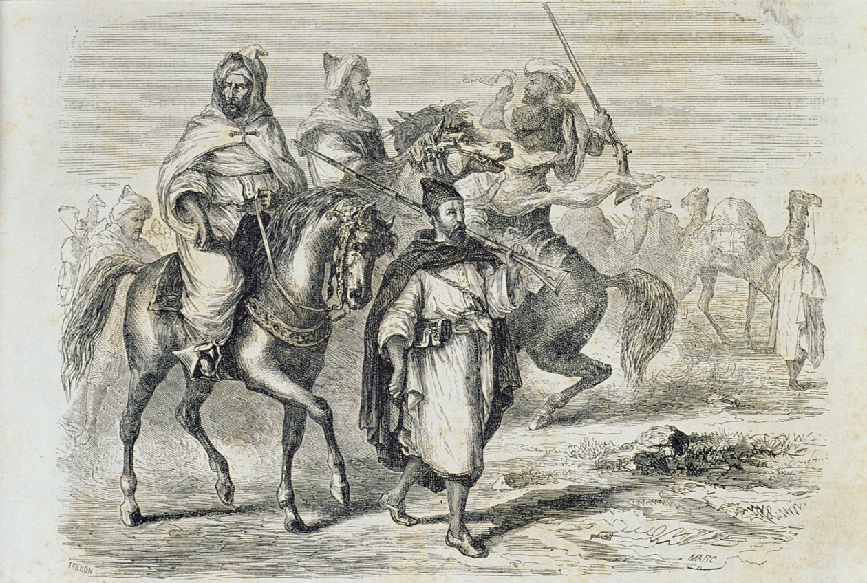 Una carovana marocchina negli anni 1860, inciso da Auguste Trichon da French School