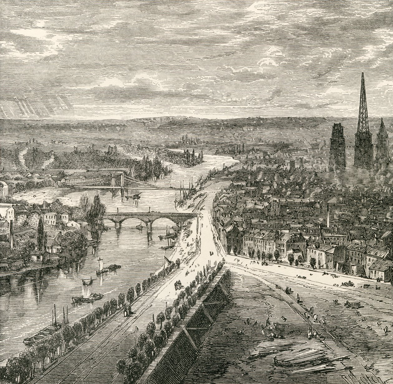 Veduta di Rouen, Normandia, nel XIX secolo, da 