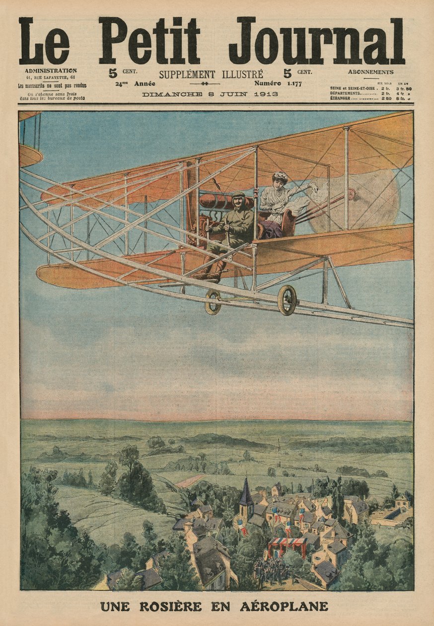 Una virtuosa fanciulla su un aeroplano, illustrazione di copertina da 