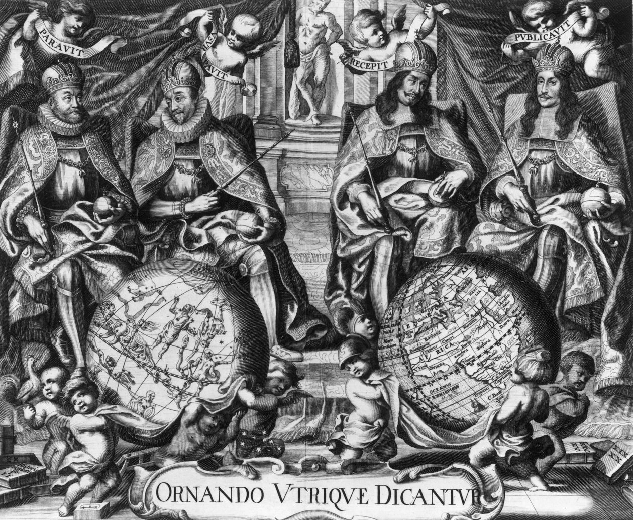 Allegoria con Rodolfo II, Imperatore del Sacro Romano Impero e i suoi successori Mattia I, Ferdinando II e Ferdinando III da French School