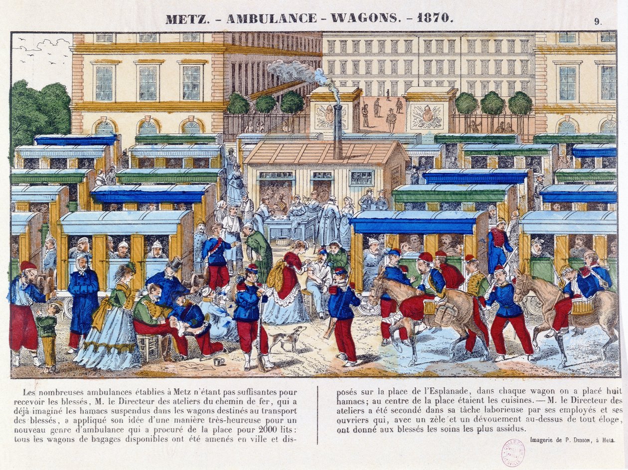 Treno ambulanza a Metz durante la guerra franco-prussiana del 1870, c.1870-71 da French School