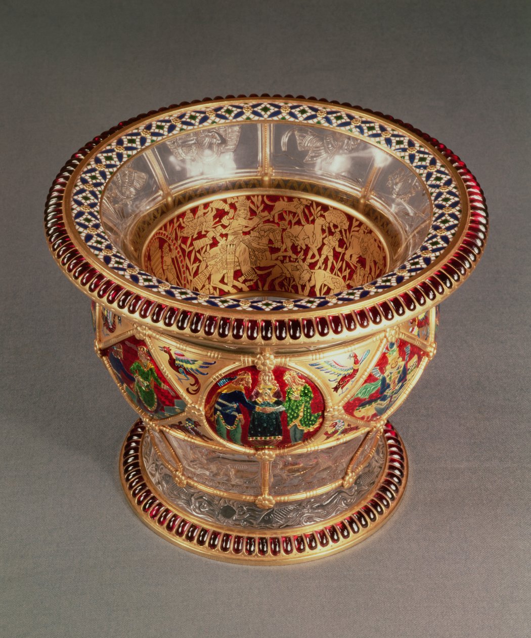 Scatola con smalti plique-à-jour e cloisonné, di Alexis Falize, Parigi, c.1870 (cristallo di rocca, oro e smalto) da French School