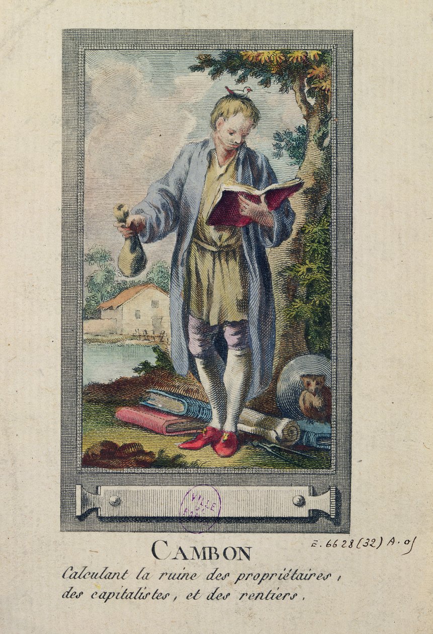 Caricatura di Cambon che calcola la rovina dei proprietari, dei capitalisti e dei rentiers da French School