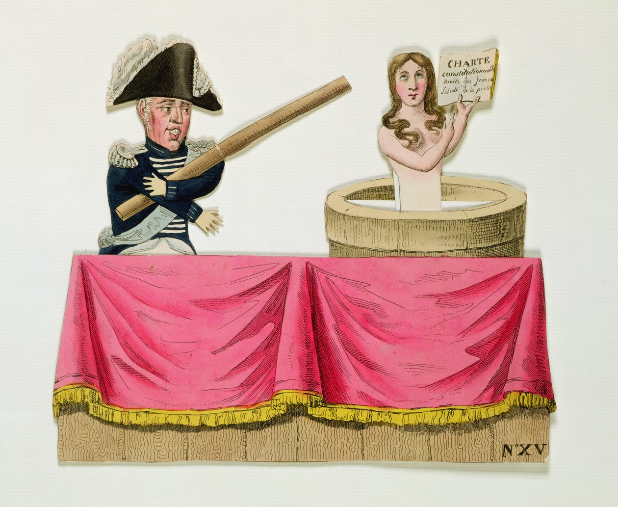 Caricatura della Carta Costituzionale del 26 luglio 1830, c.1830 (incisione colorata su cartoncino) da French School