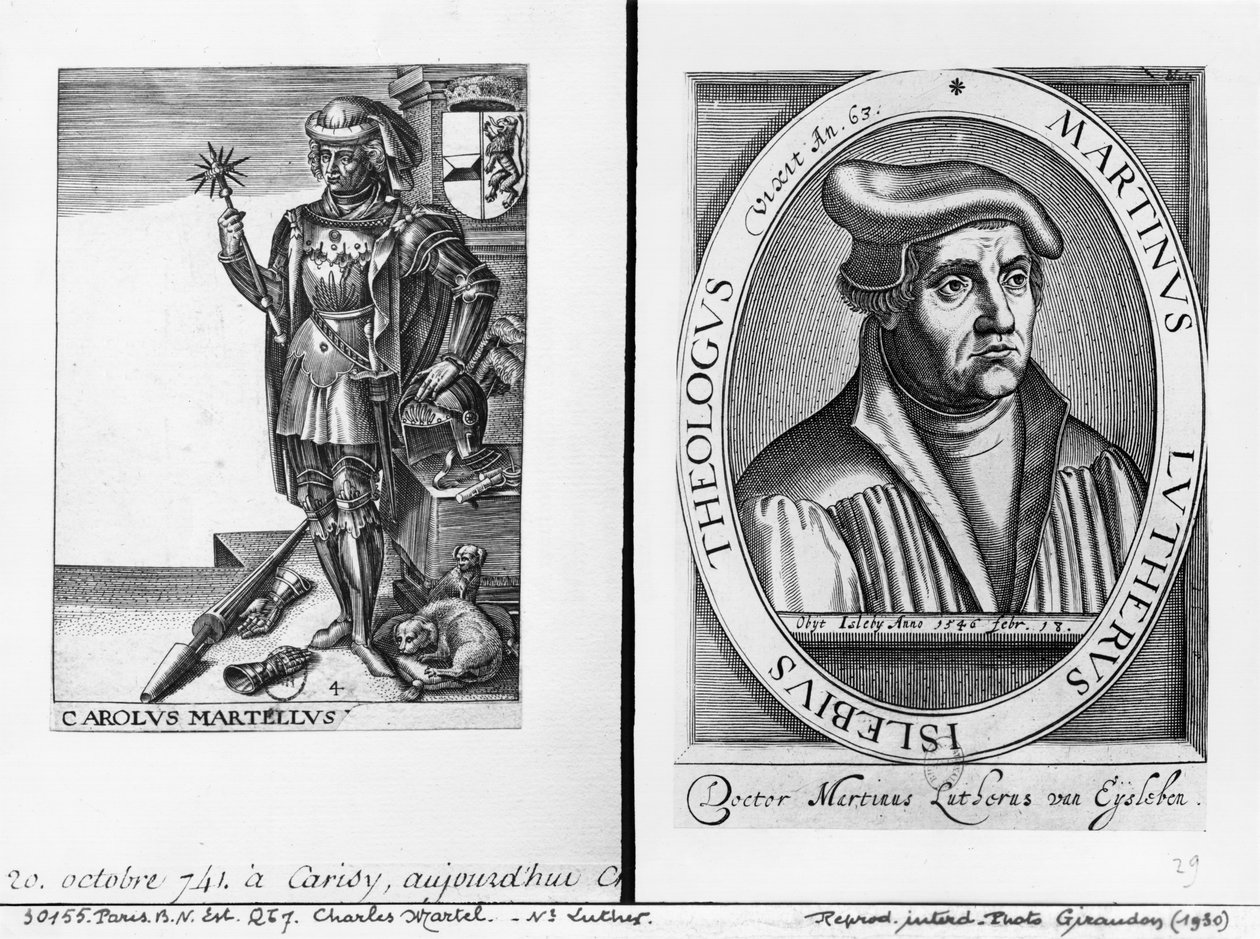 Carlo Martello (688-741) e Martin Lutero (1483-1546) da French School